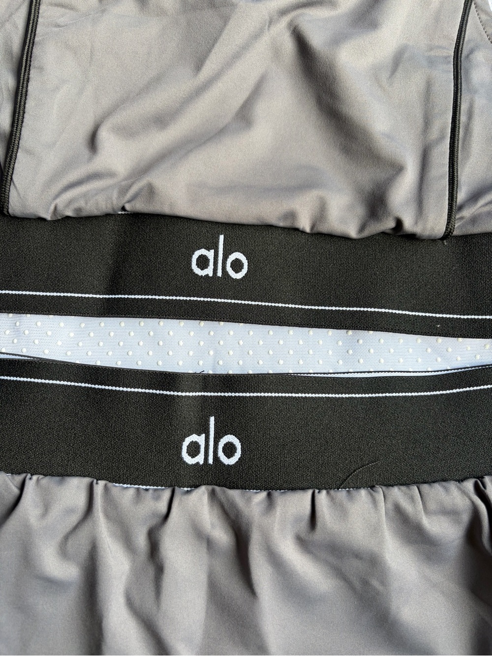 ALO Yoga Gray Athletic Shorts Romper with Black Elastic Waistbands - Picture 3 of 9